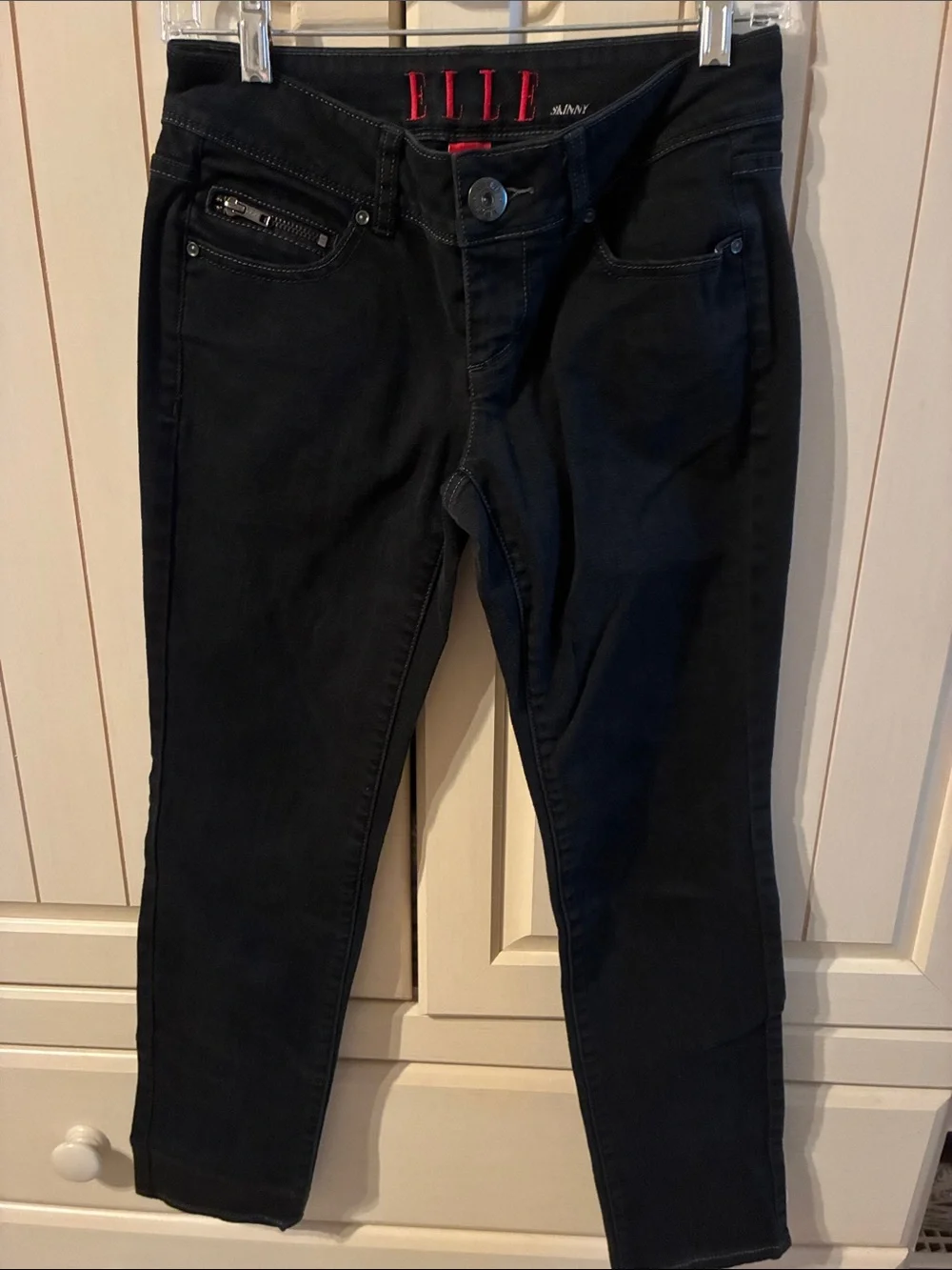 Elle Black Skinny Jeans with Subtle Zip Detail